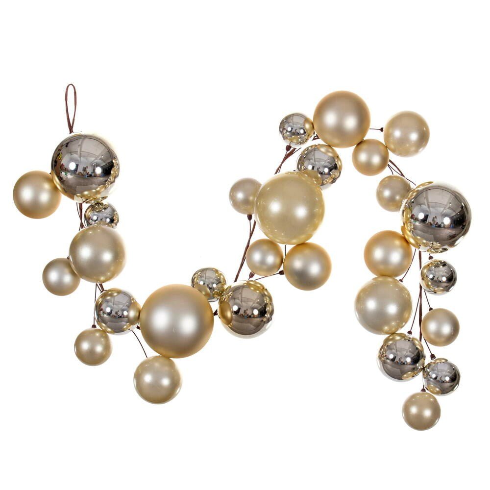 6' Champagne Ball Branch Garland - Holiday Warehouse