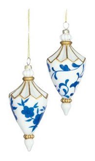 6" Chinoiserie Finial Ornament 2pc - Holiday Warehouse