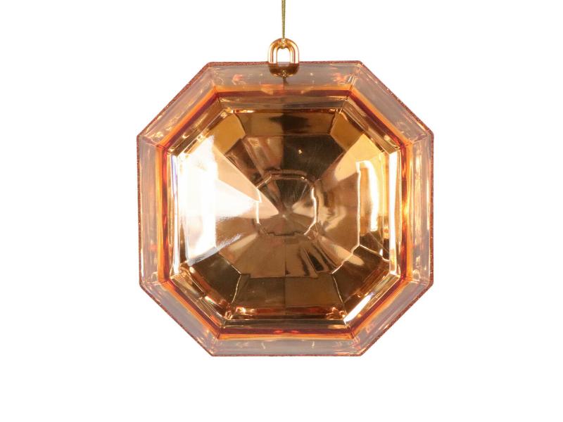 6" Orange Square Jewel Glitter Ornament 2pc - Holiday Warehouse
