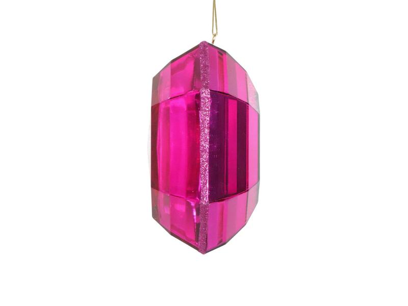 6" Pink Square Jewel Glitter Ornament 2pc - Holiday Warehouse