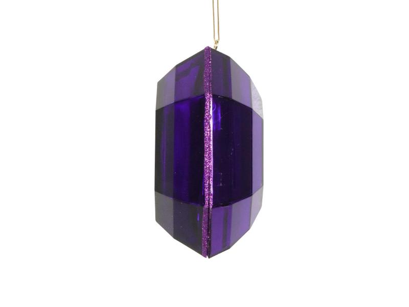 6" Purple Square Jewel Glitter Ornament 2pc - Holiday Warehouse