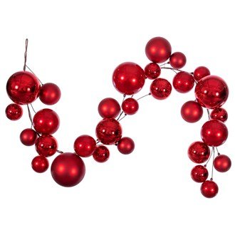 6' Red Ball Branch Garland - Holiday Warehouse