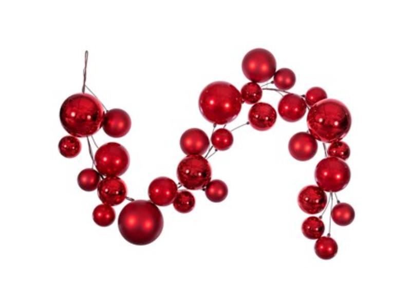 6' Red Ball Branch Garland - Holiday Warehouse