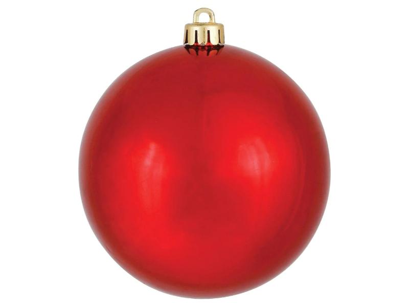 6" Red Shiny Ball Ornament 4pc - Holiday Warehouse