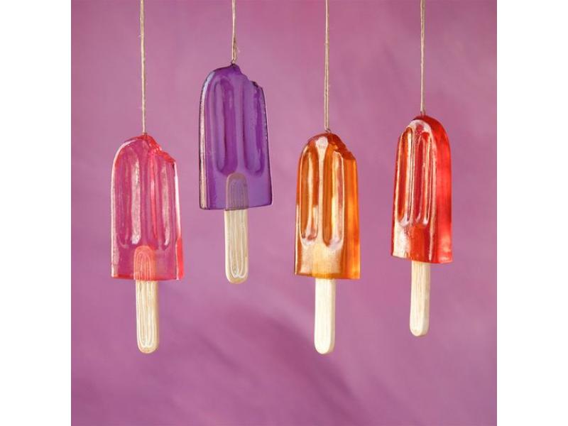 6" Translucent Licky Popsicle Ornaments 4pc Set - Holiday Warehouse