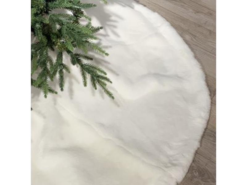 64" White Faux Fur Tree Skirt - Holiday Warehouse