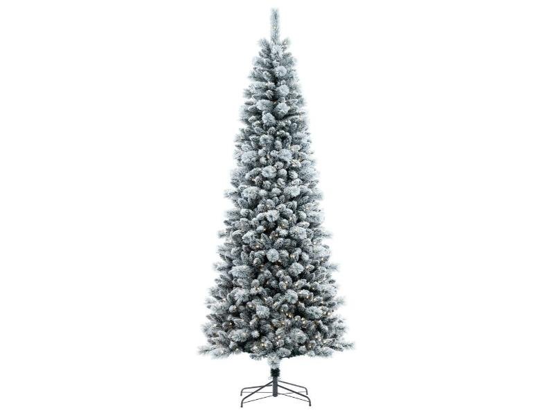 7.5' Flocked White Tree w/ Warm White Lights - Holiday Warehouse