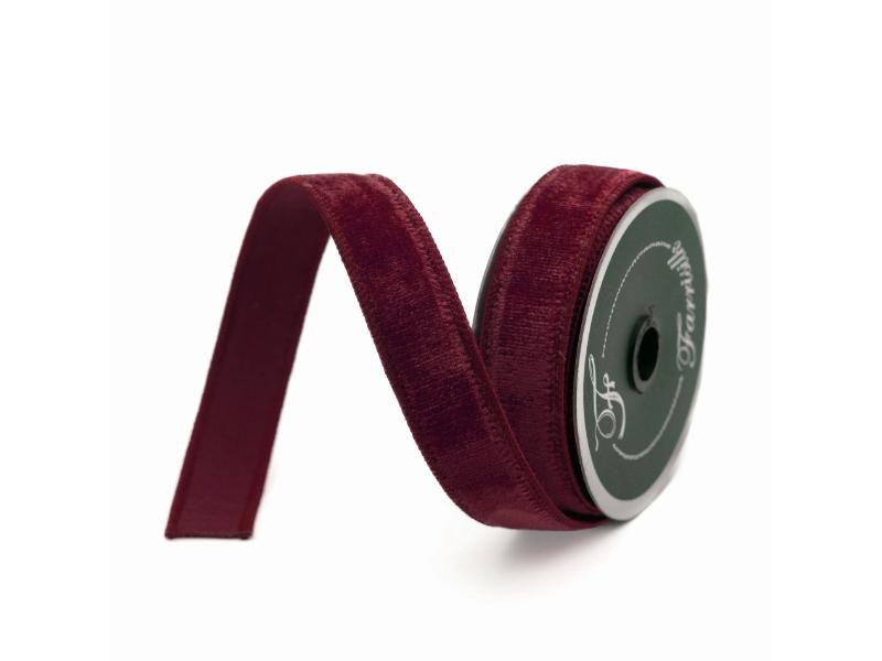 .75" X 10 Yds Burgundy Velvet Ribbon - Holiday Warehouse