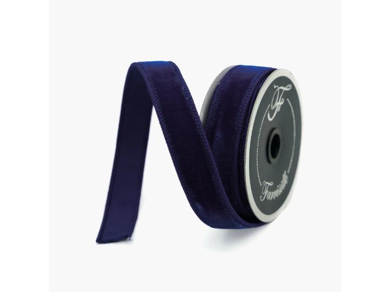 .75" X 10 Yds Navy Velvet Ribbon - Holiday Warehouse