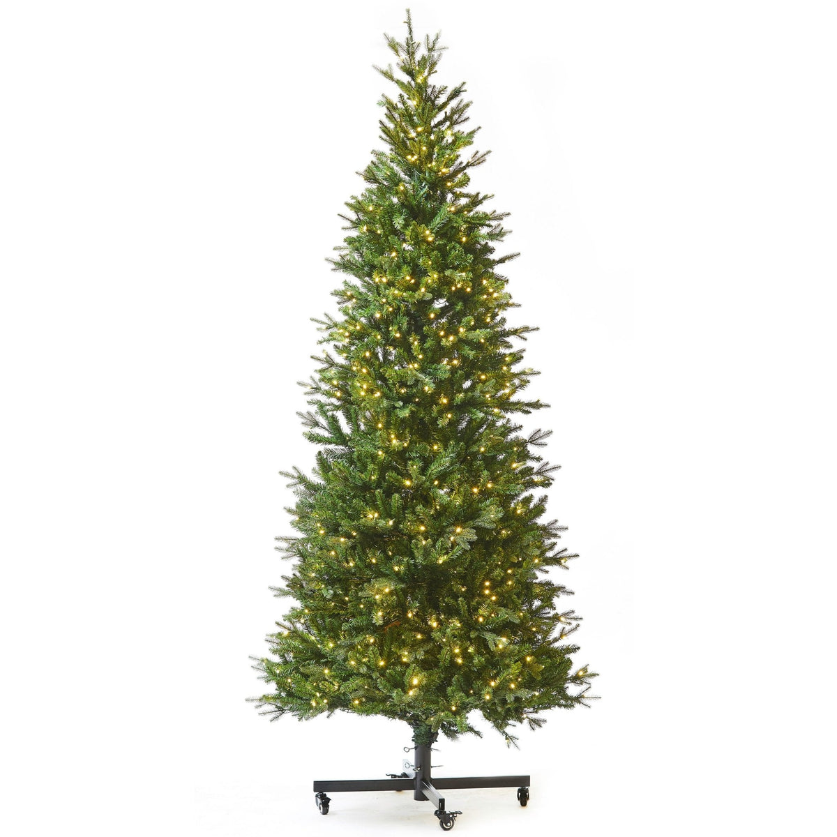 7.5ft x 42" Frosted Slim Canadian Balsam Fir Tree w/ WW LED Lights - Holiday Warehouse