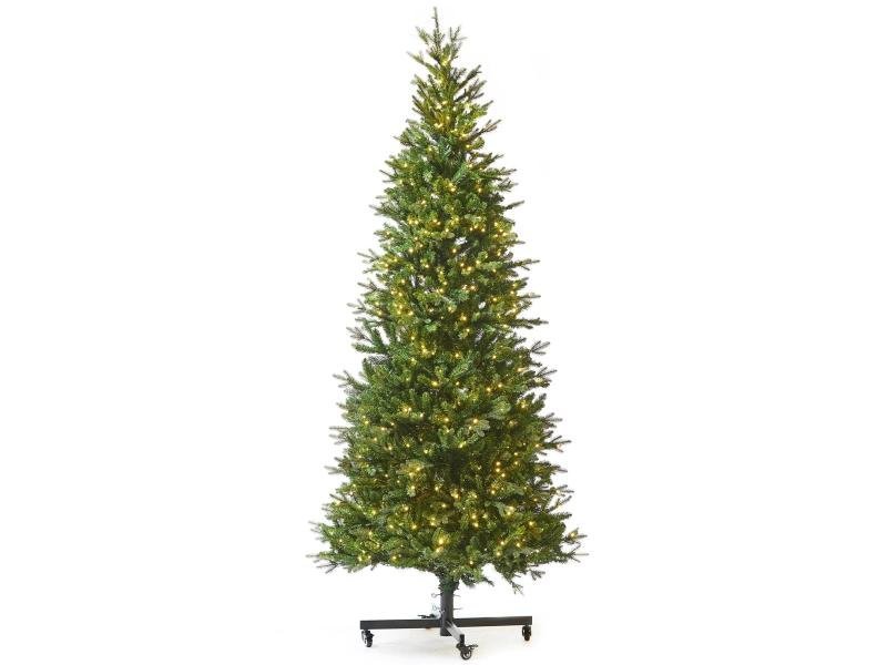 7.5ft x 42" Frosted Slim Canadian Balsam Fir Tree w/ WW LED Lights - Holiday Warehouse