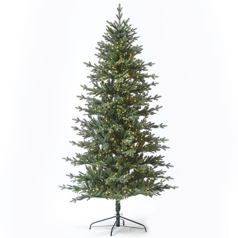 7.5ft x 46" Slim Asheville Fraser Fir Tree w/ WW LED Lights - Holiday Warehouse