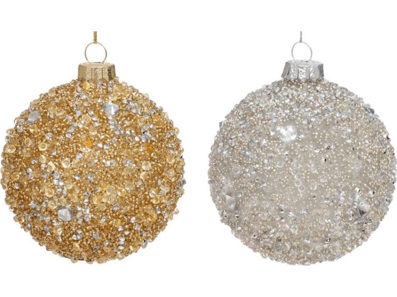 3" Encrusted Ball Ornament 3pc