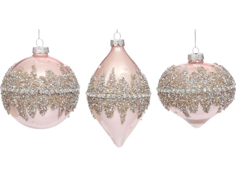 4.5" - 5.5" Sequined Ornament Set of 3