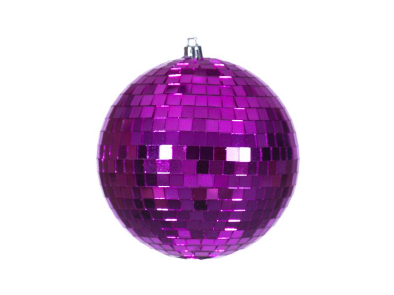 8" Fuchsia Mirror Ball Ornament - Holiday Warehouse