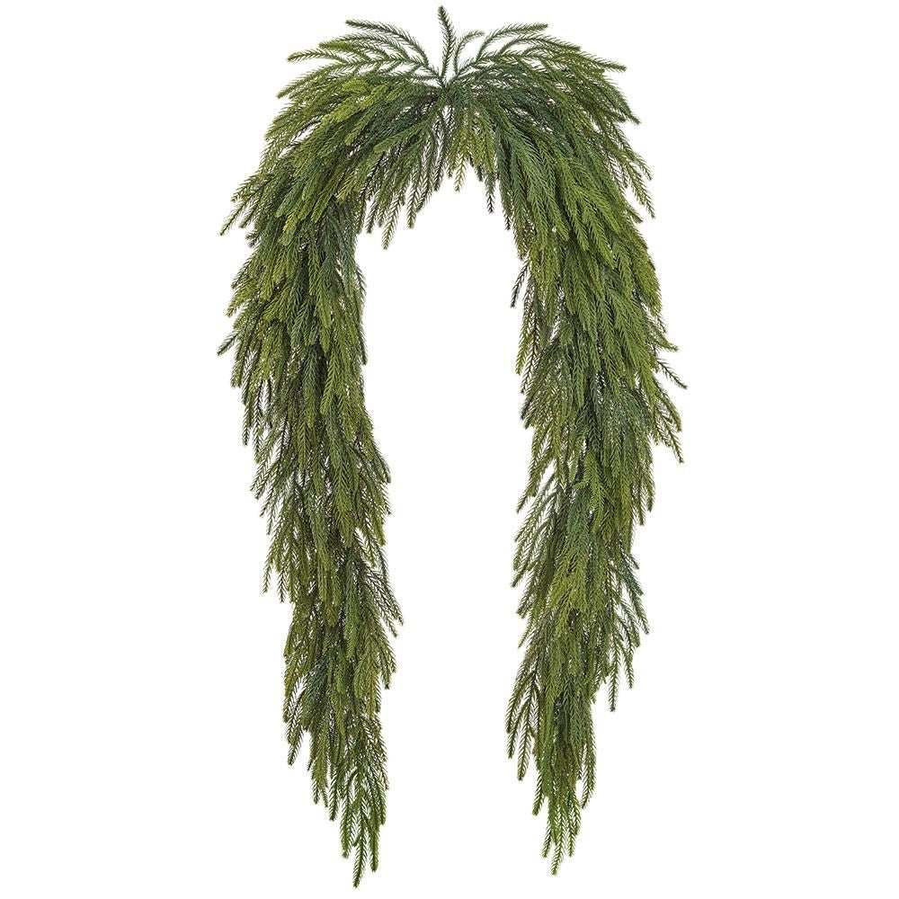 8' Green Willow Pine Mantel Swag Garland - Holiday Warehouse