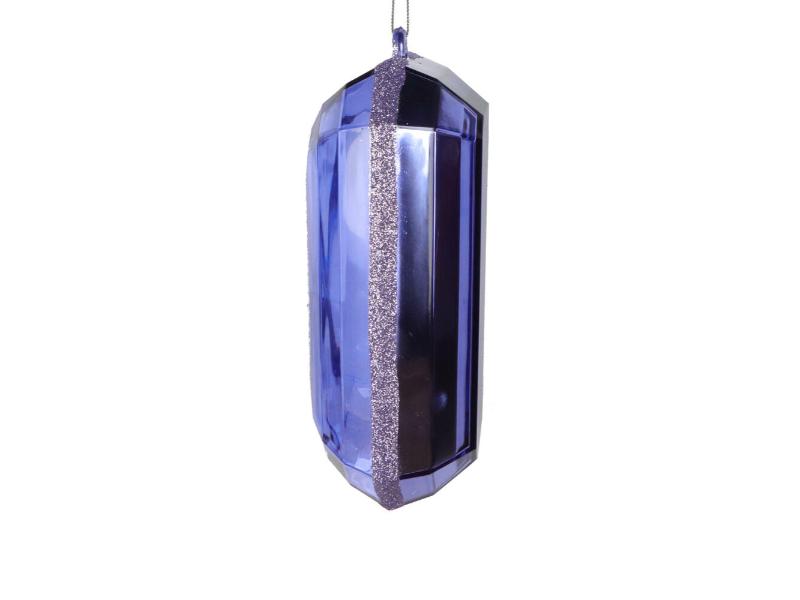8" Lavender Rectangle Jewel Glitter Ornament 2pc - Holiday Warehouse