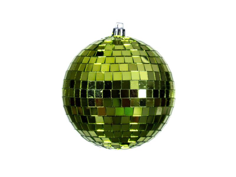 8" Lime Mirror Ball Ornament - Holiday Warehouse