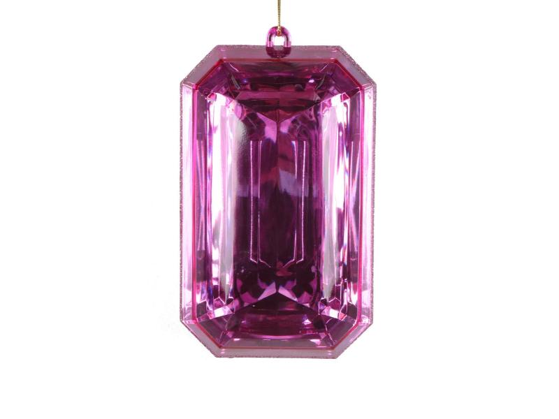 8" Mauve Rectangle Jewel Glitter Ornament 2pc - Holiday Warehouse