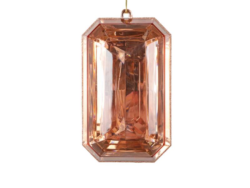 8" Orange Rectangle Jewel Glitter Ornament 2pc - Holiday Warehouse