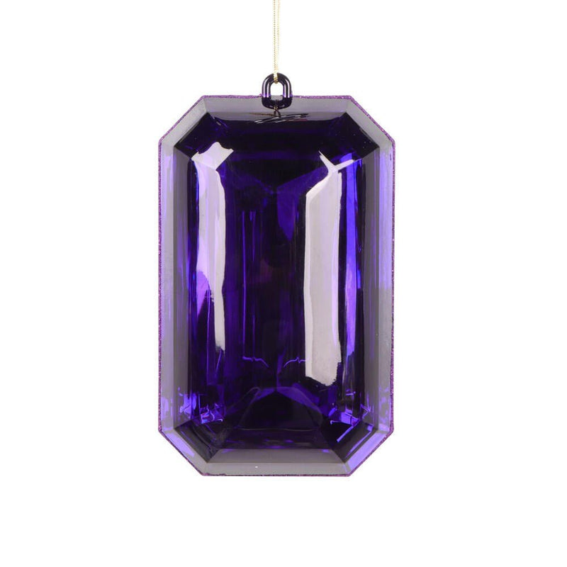 8" Purple Rectangle Jewel Ornament 2pc - Holiday Warehouse