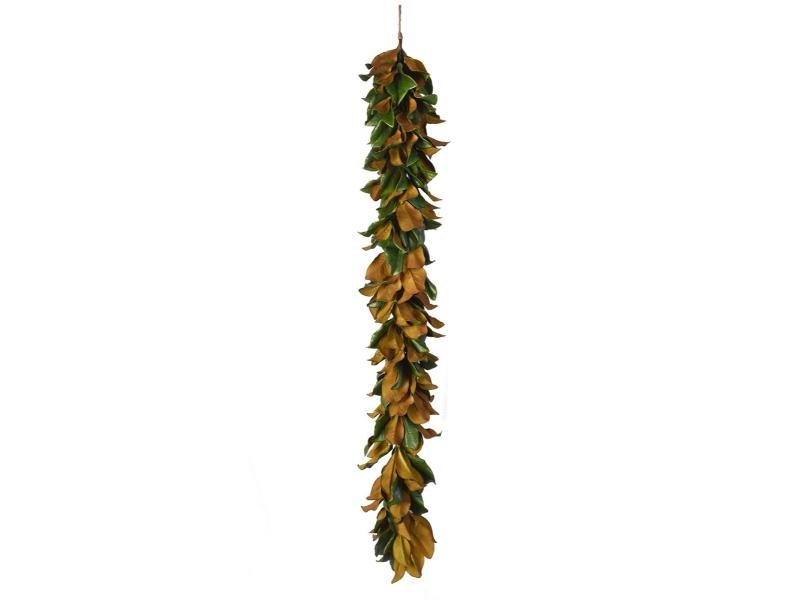 80" Green Brown Magnolia Leaves Garland - Holiday Warehouse