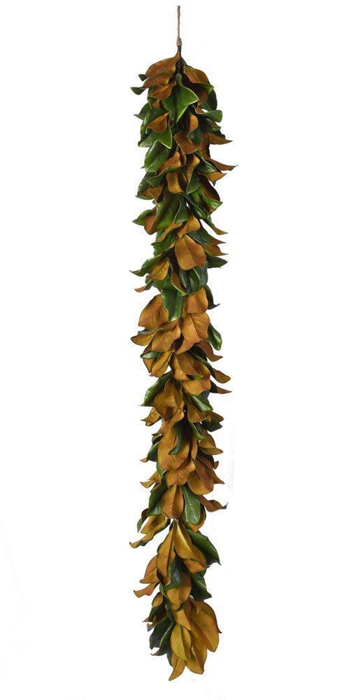 80" Green Brown Magnolia Leaves Garland - Holiday Warehouse