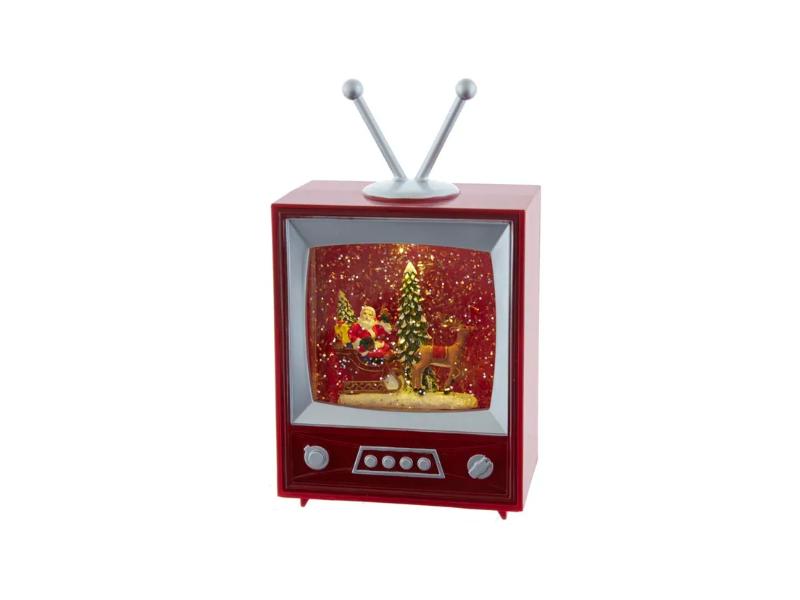 8.5" Battery - Operated Musical Santa and Sleigh Television Water Lantern - Holiday Warehouse