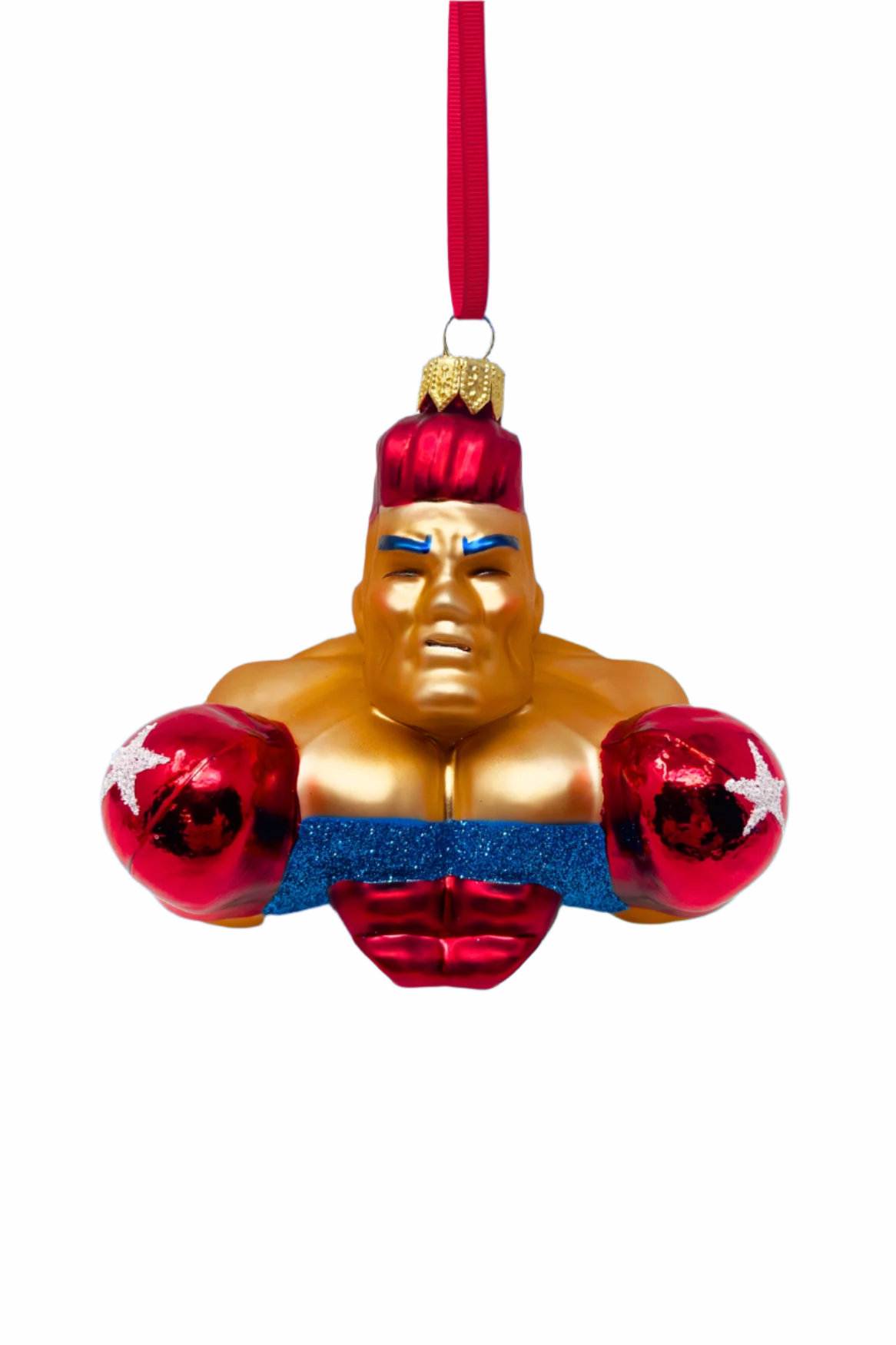 Knockout Boxer Glass Christmas Ornament