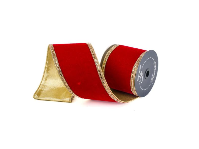 4" X 5 Yds Red Brilliant Borders Ribbon