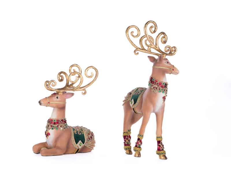 Christmas Castle Deer Set of 2 - Holiday Warehouse