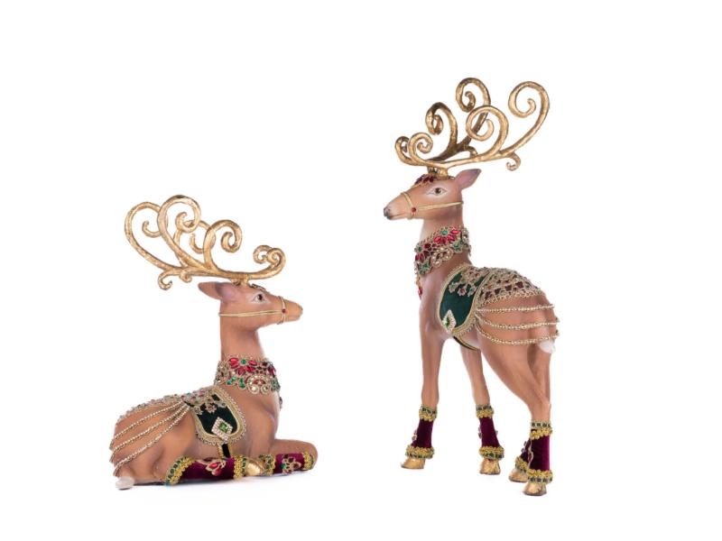 Christmas Castle Deer Set of 2 - Holiday Warehouse