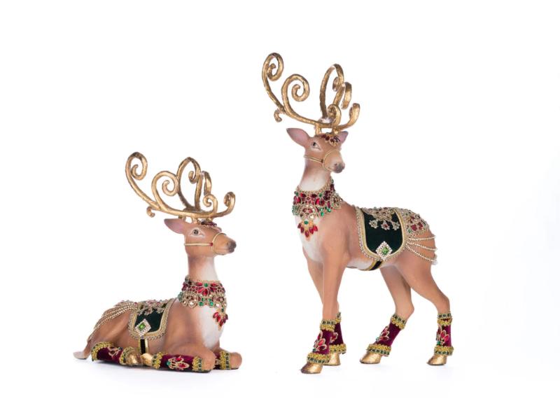 Christmas Castle Deer Set of 2 - Holiday Warehouse