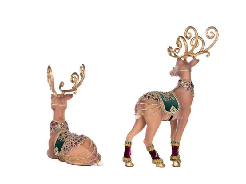 Christmas Castle Deer Set of 2 - Holiday Warehouse