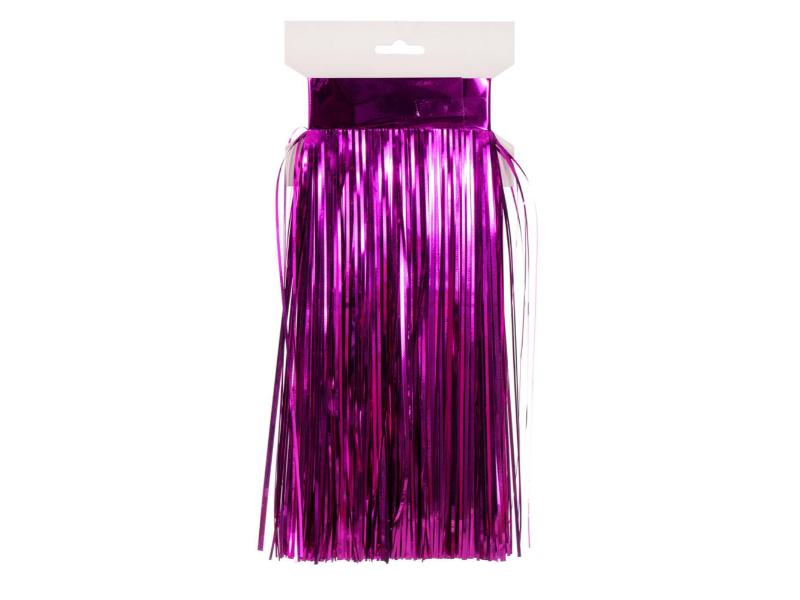 Fuchsia Tinsel Icicle Curtain 4/Pack - Holiday Warehouse
