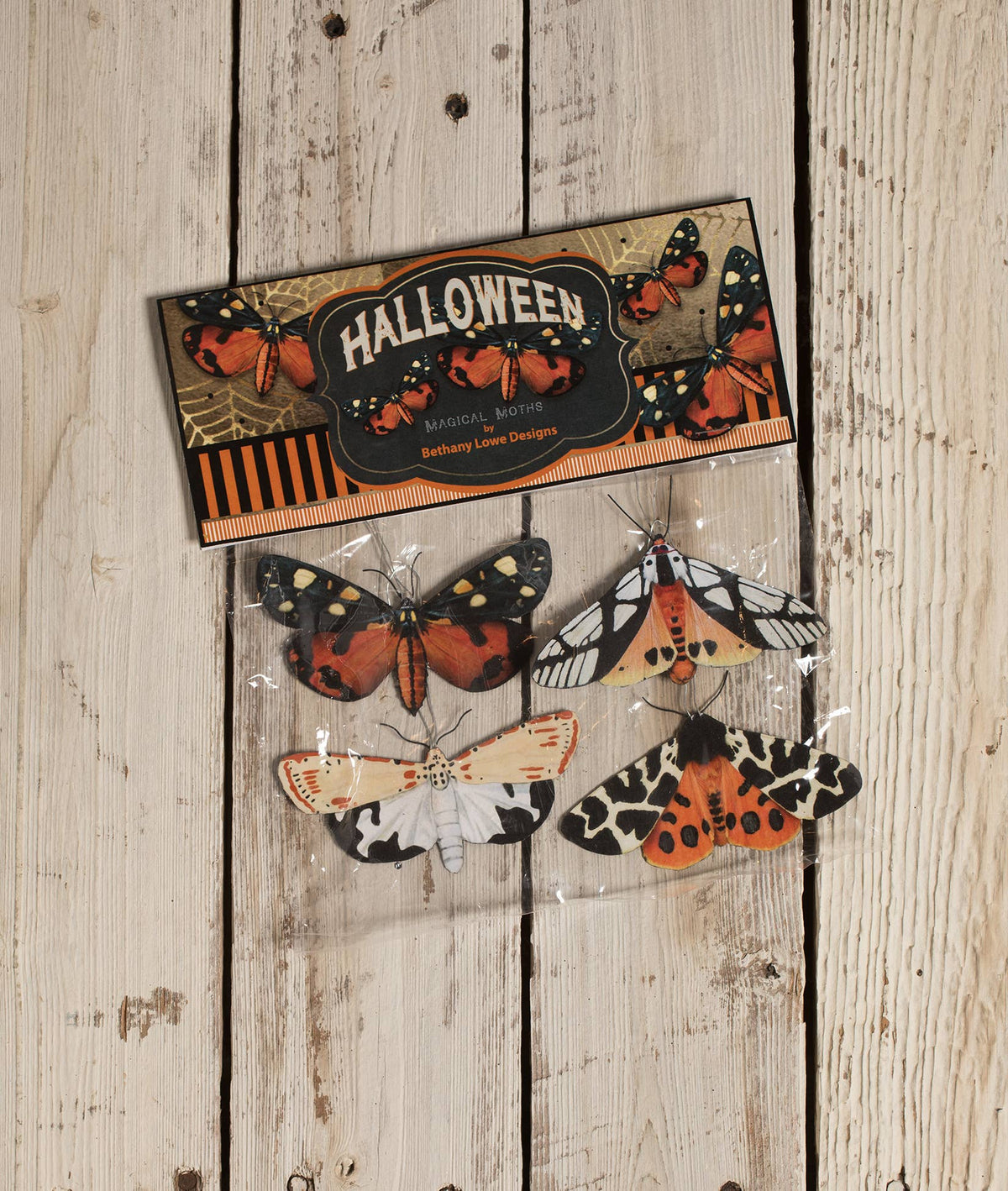 Halloween Moth Eclipse Ornaments 4pc - Holiday Warehouse