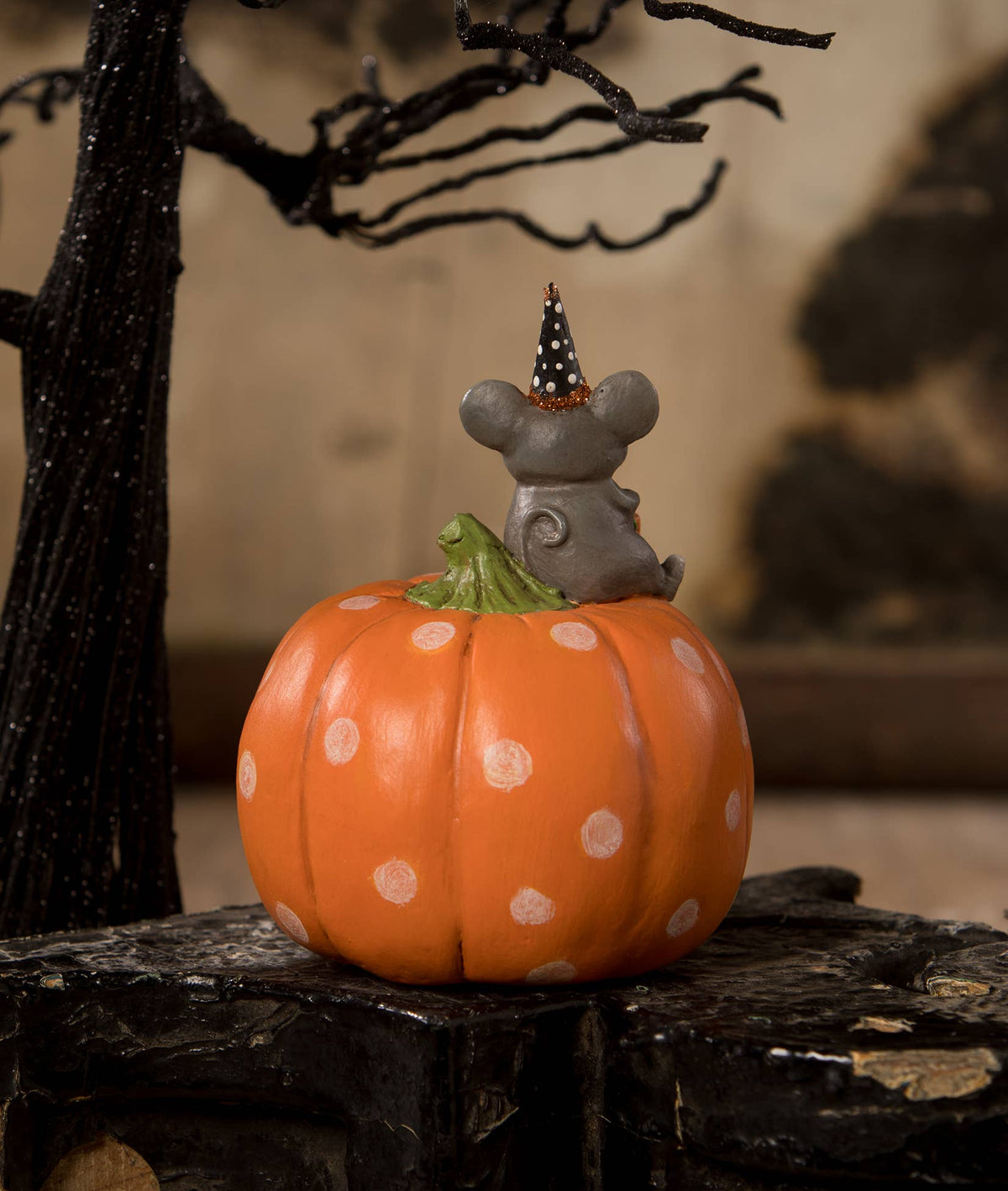 Halloween Mouse on Pumpkin - Holiday Warehouse