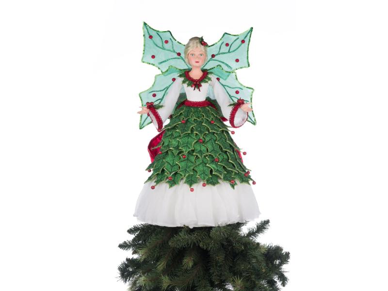 Holly Berry Fairy Tree Topper - Holiday Warehouse