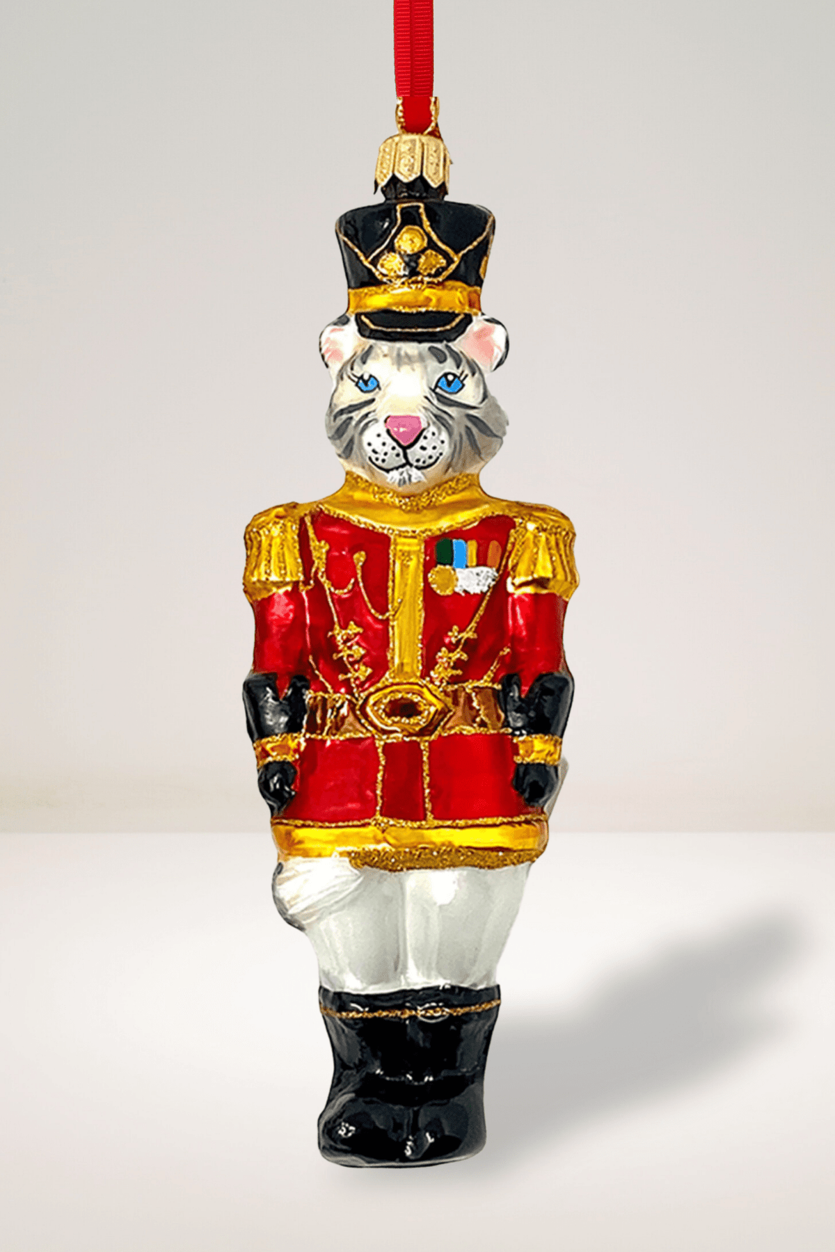 KRG White Tiger Body Polish Glass Ornament - Holiday Warehouse