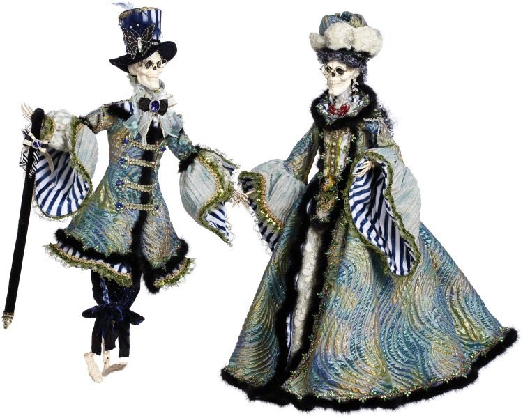 Mr. & Mrs. Blue Wave Skeletons Lg - Holiday Warehouse Halloween Decor