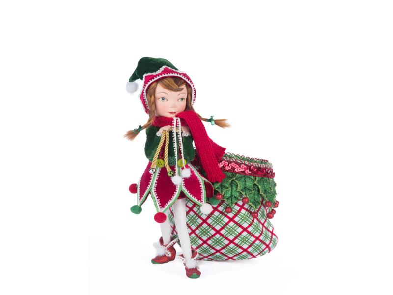 Winter Snowdrop Elf With Bag - Holiday Warehouse