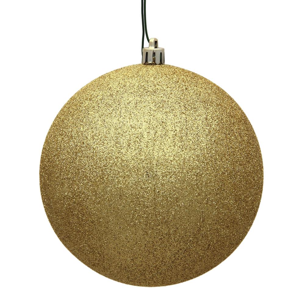 10" Gold Glitter Ball Ornament - Holiday Warehouse