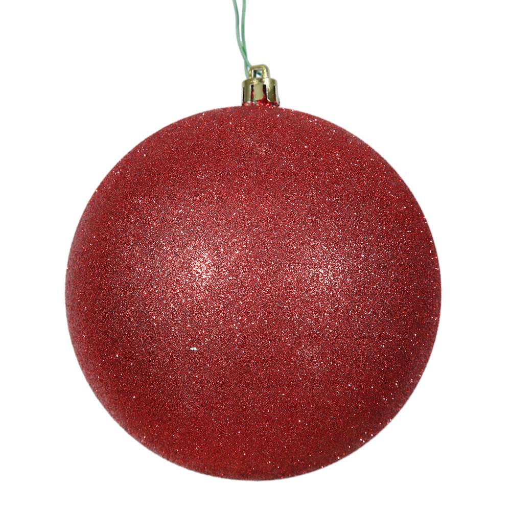 10" Red Glitter Ball Ornament - Holiday Warehouse