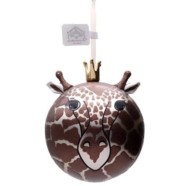 100mm Brown Hand Blown Bauble Porcelain Giraffe Ornament 6pc - Holiday Warehouse