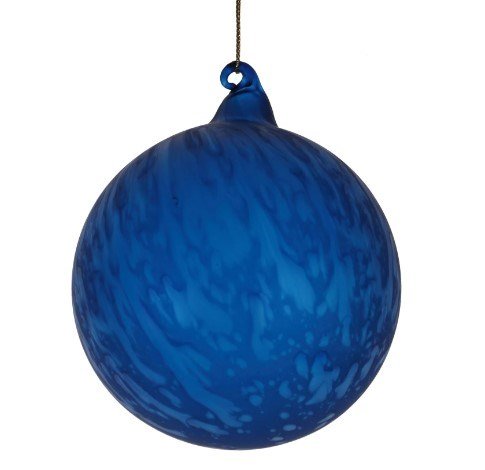 100MM Deep Blue Marble Ice Glass Ball Ornament - Holiday Warehouse