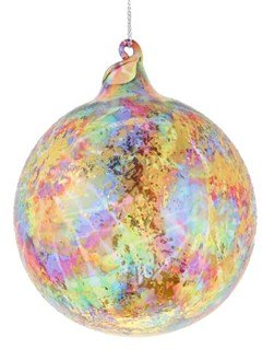 100MM Mixed Metallic Leaf Glass Ball Ornament PXGO by Jim Marvin - Holiday Warehouse