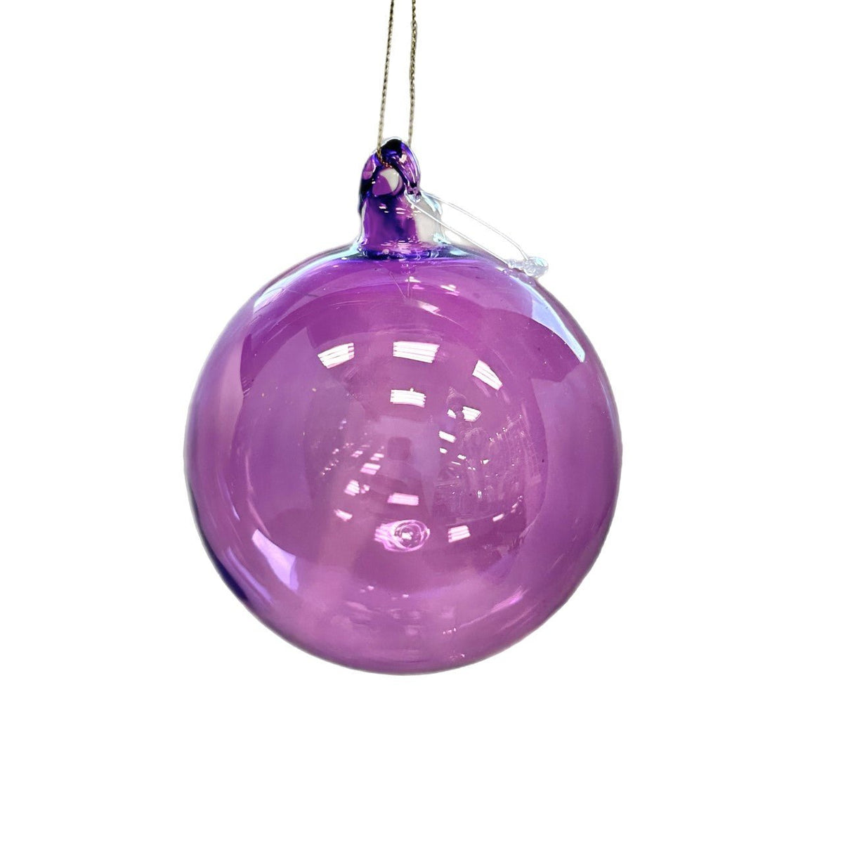 100mm Translucent Purple Glass Ornament 6pc - Holiday Warehouse