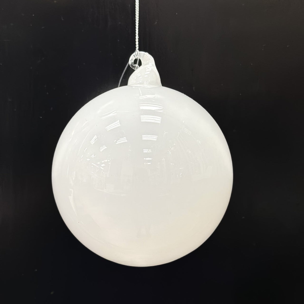 100MM White Glass Ornament 6pc - Holiday Warehouse