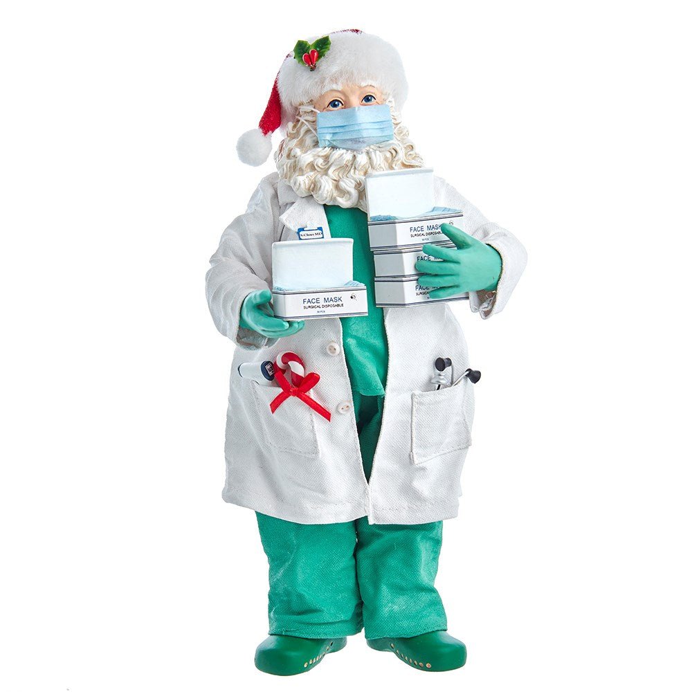 10.5" Fabriché™ Doctor Santa Holding Face Masks - Holiday Warehouse