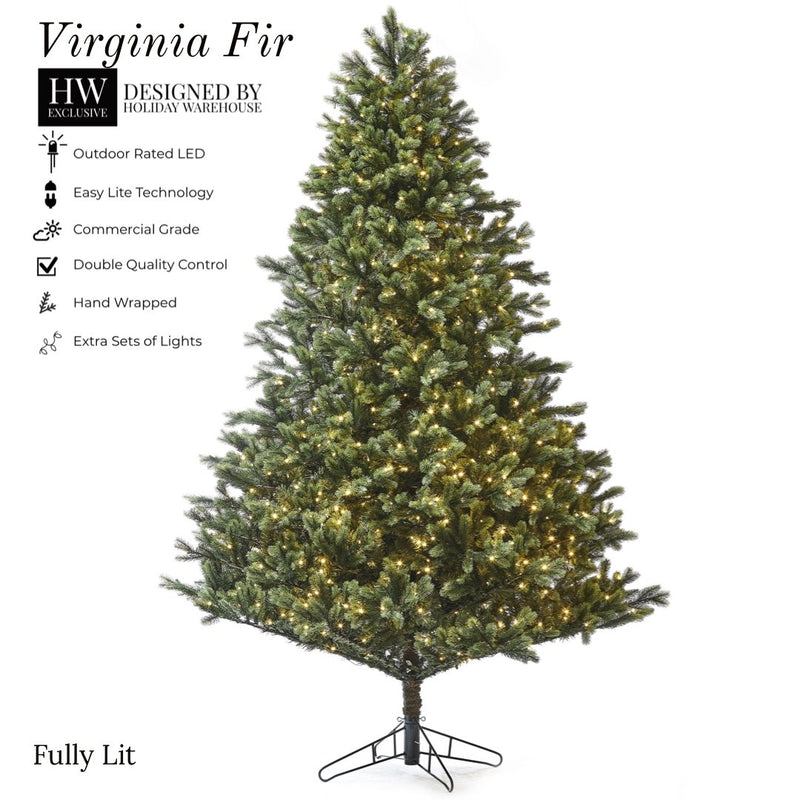 10ft Virginia Fir Tree w/ WW LED Lights - Holiday Warehouse